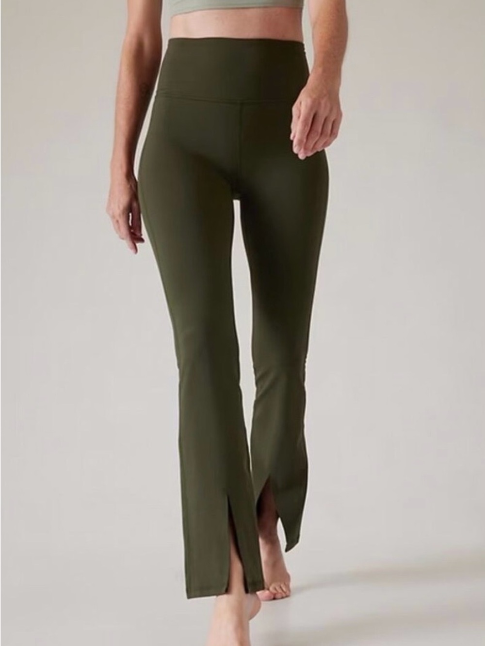 Athleta Olive Green Split-Hem High-Waist Joggers